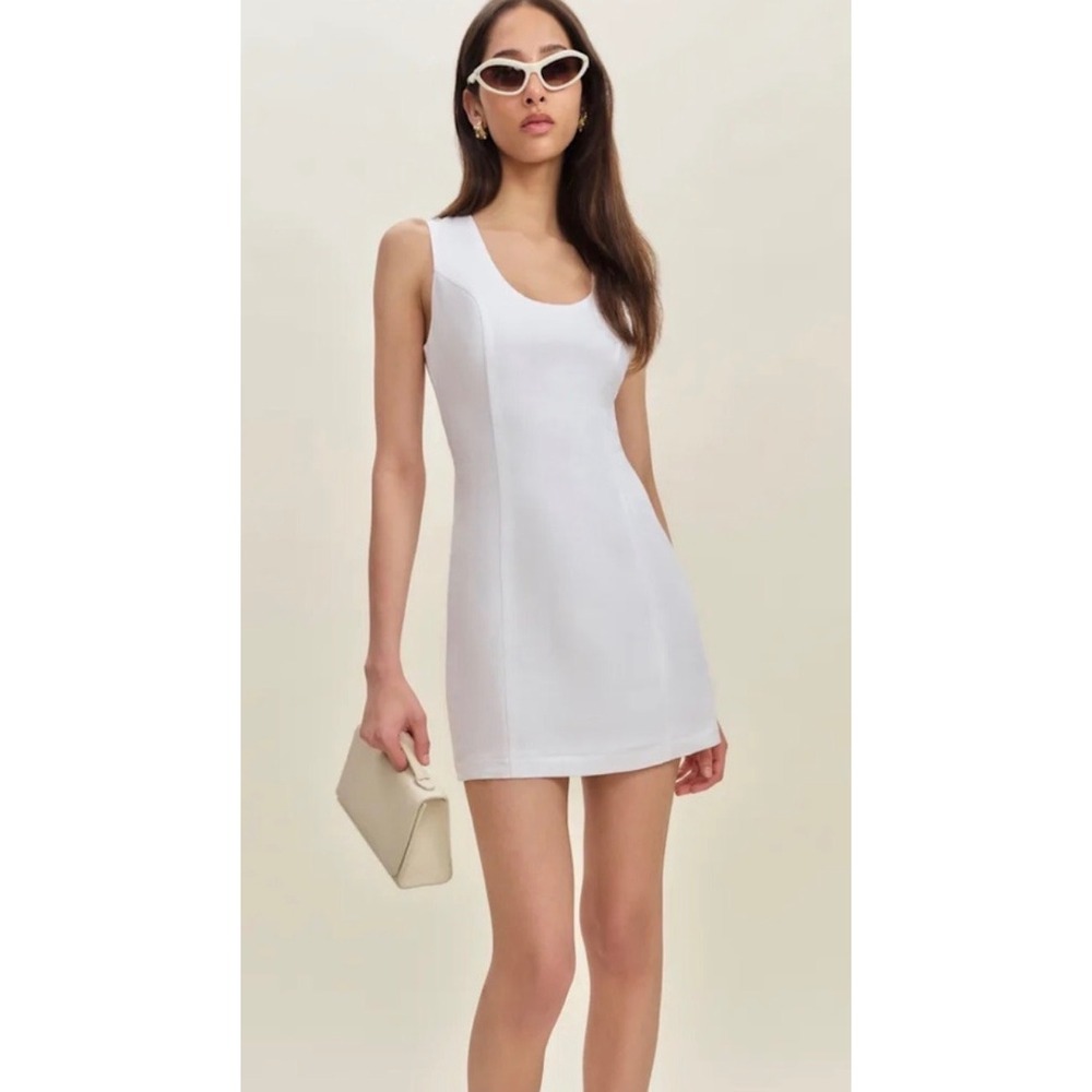Reformation Ara Linen Dress White Sleeveless Mini Back Tie Women Size 4 NEW